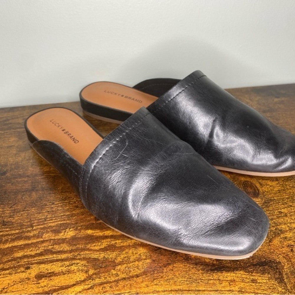 Lucky Brand Women’s Black Mule Slip-On Flats Shoe Size 10